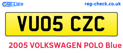 VU05CZC are the vehicle registration plates.