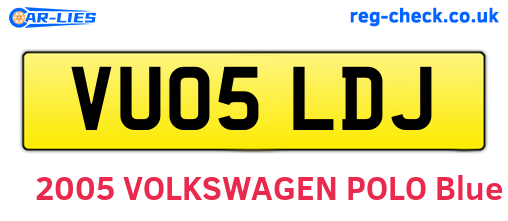 VU05LDJ are the vehicle registration plates.