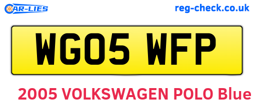 WG05WFP are the vehicle registration plates.
