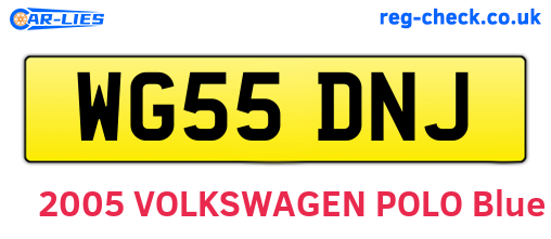 WG55DNJ are the vehicle registration plates.