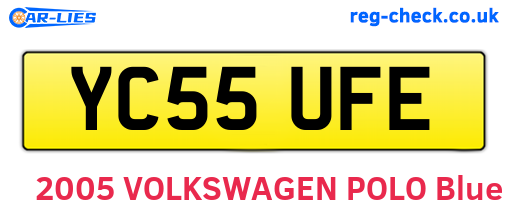 YC55UFE are the vehicle registration plates.