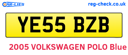 YE55BZB are the vehicle registration plates.