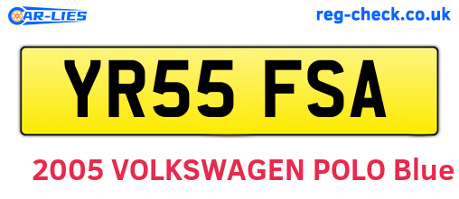 YR55FSA are the vehicle registration plates.