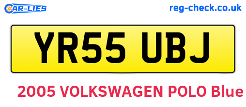 YR55UBJ are the vehicle registration plates.