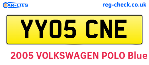 YY05CNE are the vehicle registration plates.