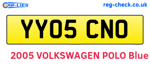 YY05CNO are the vehicle registration plates.