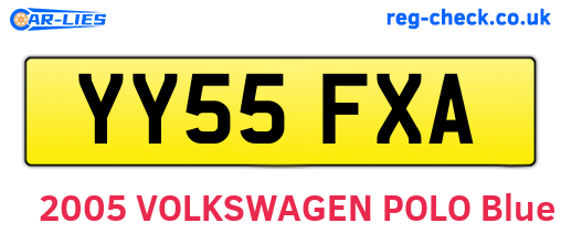 YY55FXA are the vehicle registration plates.