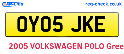 OY05JKE are the vehicle registration plates.