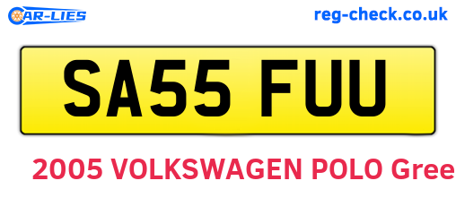 SA55FUU are the vehicle registration plates.