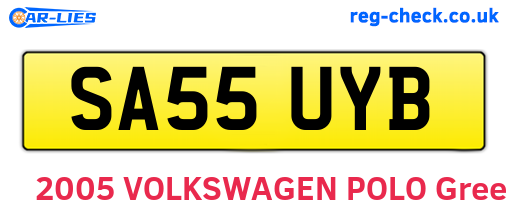 SA55UYB are the vehicle registration plates.