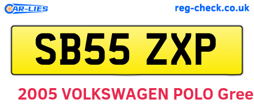 SB55ZXP are the vehicle registration plates.