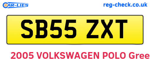 SB55ZXT are the vehicle registration plates.