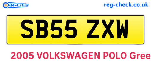 SB55ZXW are the vehicle registration plates.