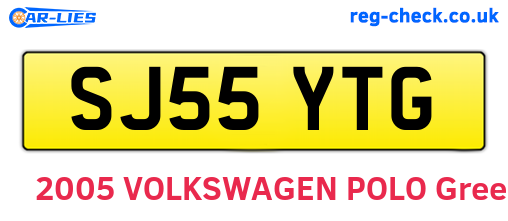 SJ55YTG are the vehicle registration plates.