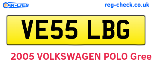 VE55LBG are the vehicle registration plates.