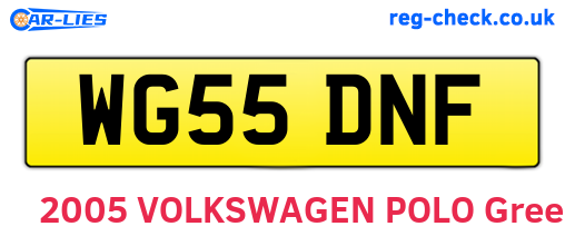 WG55DNF are the vehicle registration plates.