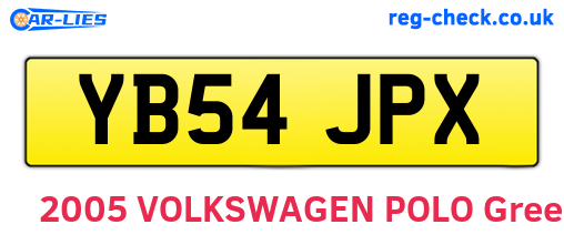 YB54JPX are the vehicle registration plates.