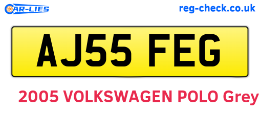 AJ55FEG are the vehicle registration plates.