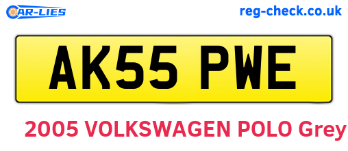 AK55PWE are the vehicle registration plates.