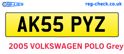 AK55PYZ are the vehicle registration plates.