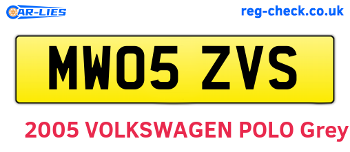 MW05ZVS are the vehicle registration plates.