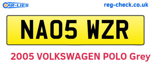 NA05WZR are the vehicle registration plates.