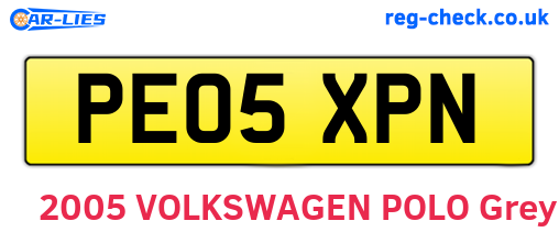 PE05XPN are the vehicle registration plates.