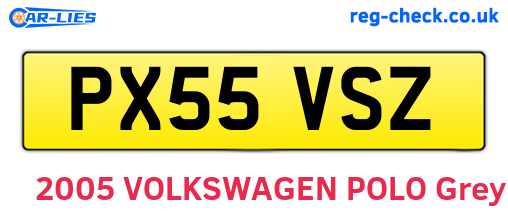 PX55VSZ are the vehicle registration plates.