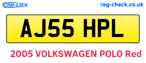 AJ55HPL are the vehicle registration plates.