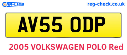 AV55ODP are the vehicle registration plates.