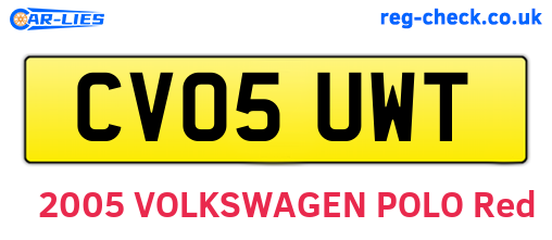 CV05UWT are the vehicle registration plates.