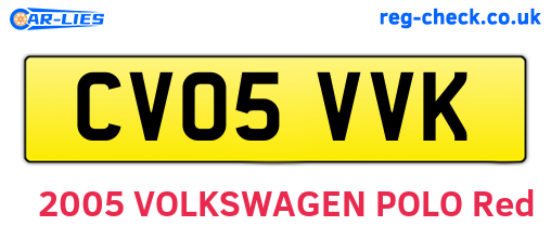 CV05VVK are the vehicle registration plates.