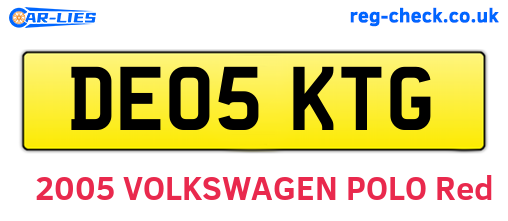 DE05KTG are the vehicle registration plates.
