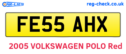 FE55AHX are the vehicle registration plates.