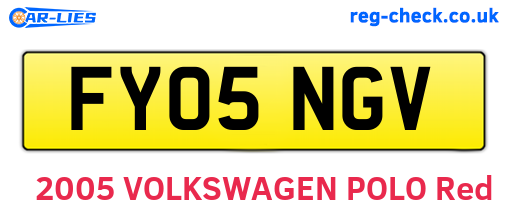 FY05NGV are the vehicle registration plates.
