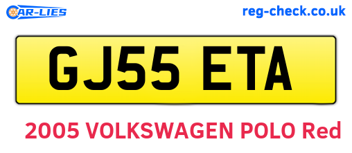 GJ55ETA are the vehicle registration plates.