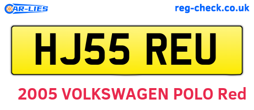 HJ55REU are the vehicle registration plates.