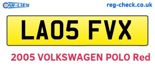 LA05FVX are the vehicle registration plates.