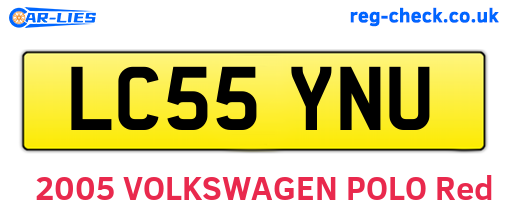 LC55YNU are the vehicle registration plates.