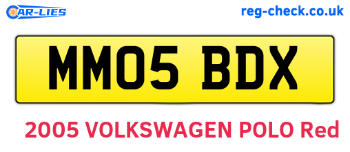 MM05BDX are the vehicle registration plates.