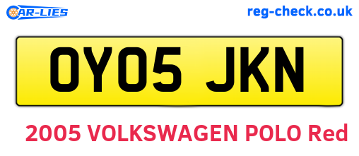 OY05JKN are the vehicle registration plates.