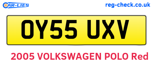 OY55UXV are the vehicle registration plates.