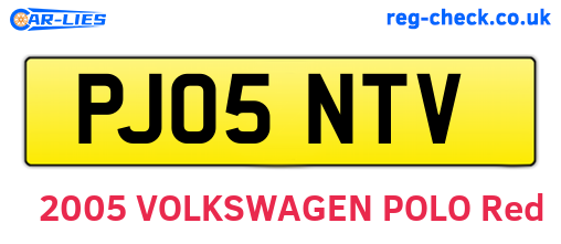 PJ05NTV are the vehicle registration plates.