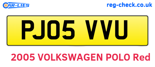 PJ05VVU are the vehicle registration plates.