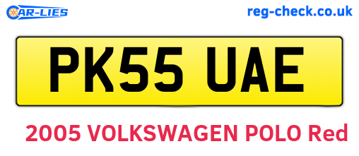 PK55UAE are the vehicle registration plates.