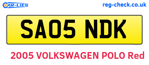SA05NDK are the vehicle registration plates.