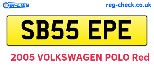 SB55EPE are the vehicle registration plates.