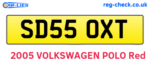SD55OXT are the vehicle registration plates.