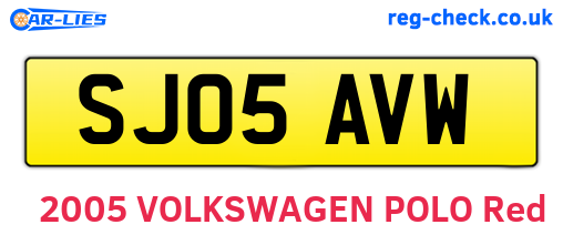 SJ05AVW are the vehicle registration plates.