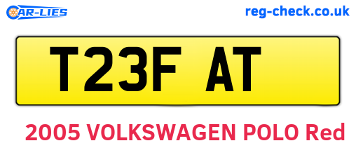T23FAT are the vehicle registration plates.